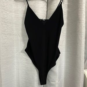 Black thong style dressy bodysuit